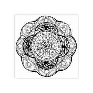 Hand-getekend boomontwerp Mandala Rubberstempel