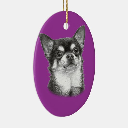 Hand getekend Chihuahua kunstwerk Keramisch Ornament (Rechts)