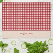 Hand getekend Classic Red Gingham Voeg naam toe Ke Theedoek (Gevouwen)