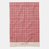 Hand getekend Classic Red Gingham Voeg naam toe Ke Theedoek (Verticaal)