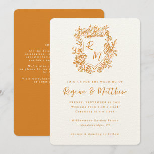 Hand getekend Crest Monogram All-in-One Wedding Kaart