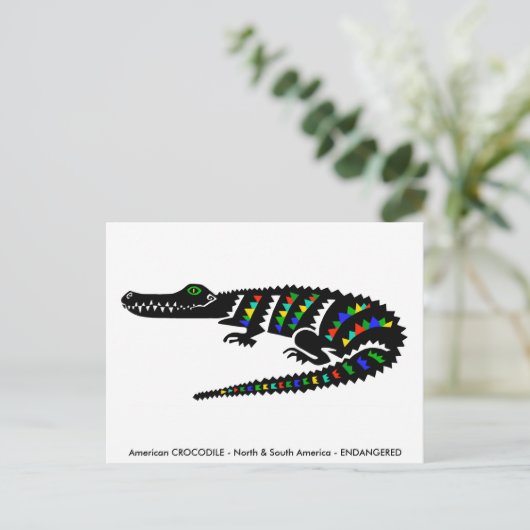 Hand getekend - CROCODILE -Conservation -Reptile- Briefkaart (Staand voorkant)