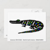 Hand getekend - CROCODILE -Conservation -Reptile- Briefkaart (Voorkant / Achterkant)