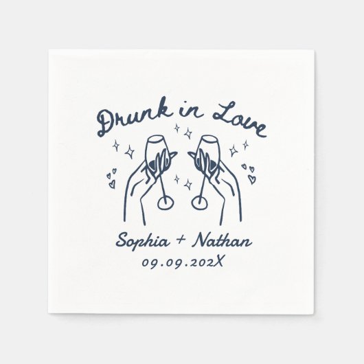 Hand getekend Drink in liefde gepersonaliseerde br Servet (Voorkant)