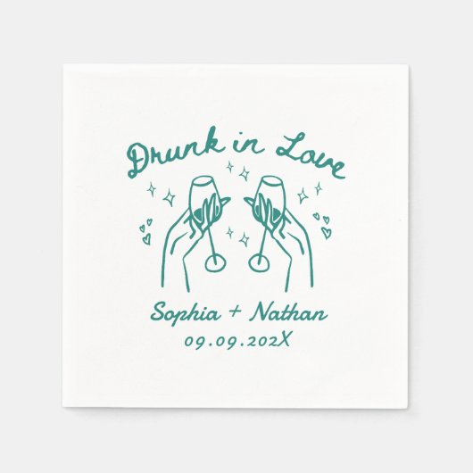 Hand getekend Drink in liefde gepersonaliseerde br Servet (Voorkant)