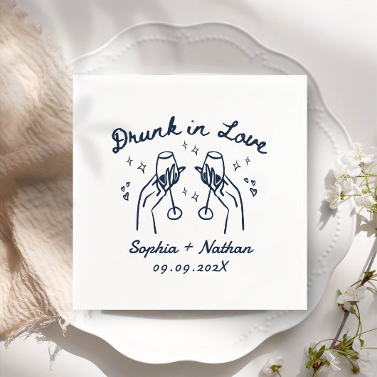 Hand getekend Drink in liefde gepersonaliseerde br Servet