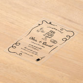 Hand getekend  Frans zwart grillige bruiloft Acryl Uitnodigingen (Laagn)