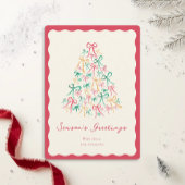 Hand getekend geschilderd lint boog boom vakantie feestdagenkaart