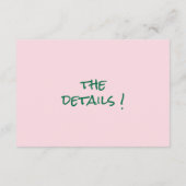 Hand getekend geschreven roze kleurrijke bruiloft  informatiekaartje (Achterkant)