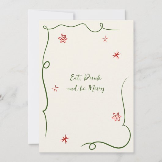 Hand getekend grillig kerstdiner kaart (Achterkant)