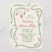 Hand getekend grillig kerstdiner kaart (Voorkant / Achterkant)