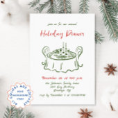 Hand getekend grillig kerstdiner kaart