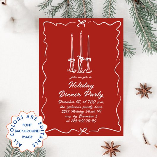 Hand getekend grillig kerstdiner kaart