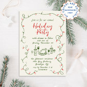 Hand getekend grillig kerstdiner kaart