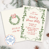 Hand getekend grillig kerstdiner kaart