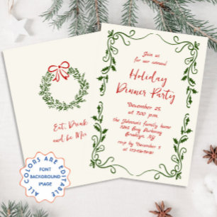 Hand getekend grillig kerstdiner kaart