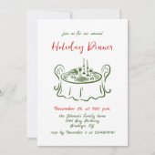 Hand getekend grillig kerstdiner kaart (Voorkant)