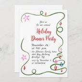 Hand getekend grillig kerstdiner kaart (Voorkant / Achterkant)