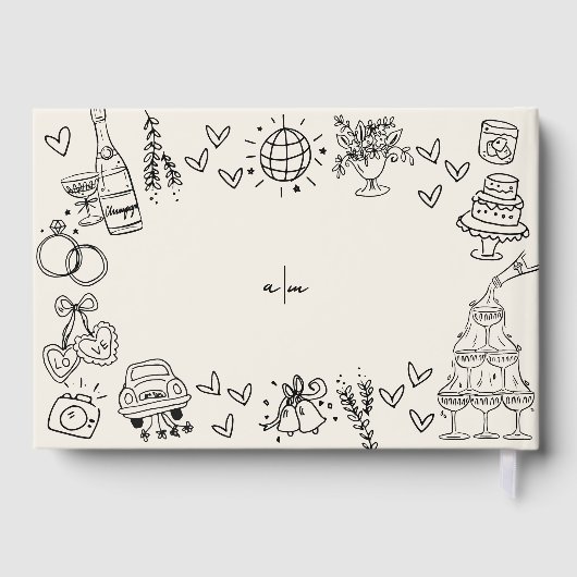 Hand getekend grillige bruiloft gastenboek (Achterkant)