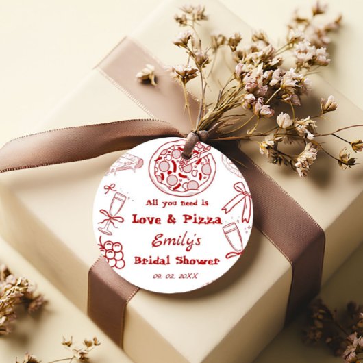 Hand Getekend is liefde & Pizza Bruiloft Feest Bedankjes Labels