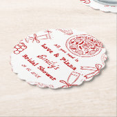 Hand Getekend is liefde & Pizza Bruiloft Feest Kartonnen Onderzetters (Gekanteld)
