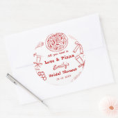 Hand Getekend is liefde & Pizza Bruiloft Feest Ronde Sticker (Envelop)