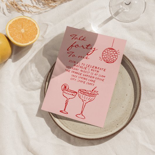 Hand getekend Kleurrijke Scribble 40e Dinner Verja Kaart