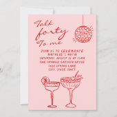 Hand getekend Kleurrijke Scribble 40e Dinner Verja Kaart (Voorkant)