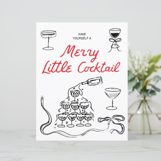 Hand getekend Merry Little Cocktail Christmas Bar (Staand voorkant)