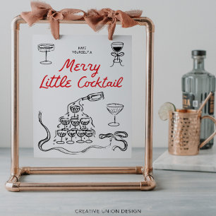 Hand getekend Merry Little Cocktail Christmas Bar