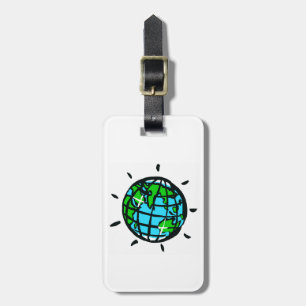 Hand getekend - Planet EARTH - Behoud - Wit Bagagelabel
