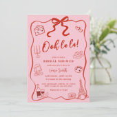 Hand getekend Red Bow Paris Vrijgezellenfeest Kaart (Staand voorkant)