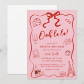 Hand getekend Red Bow Paris Vrijgezellenfeest Kaart (Voorkant / Achterkant)