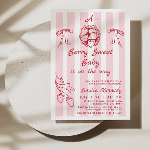 Hand getekend rood een bes zoet Baby shower Kaart