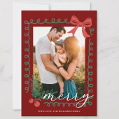 Hand getekend rood en groen vrolijk feestdagenkaart