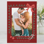 Hand getekend rood en groen vrolijk feestdagenkaart