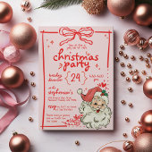 Hand getekend rood roze boog  kerstman kaart