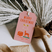  Hand getekend Rood Roze Kerst Funky Fun Cadeaulabel