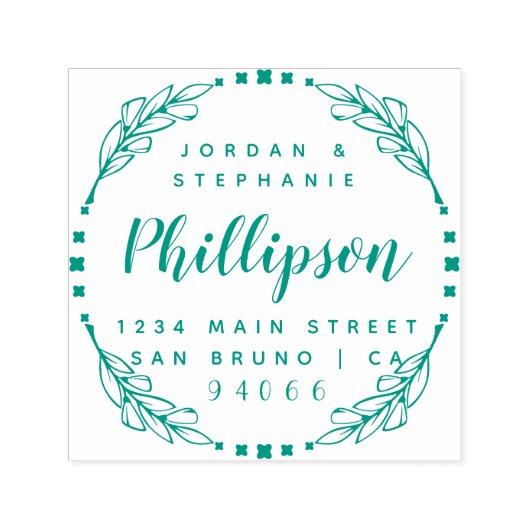 Hand getekend rustiek script getrouwd paar terugke zelfinktende stempel (Design)