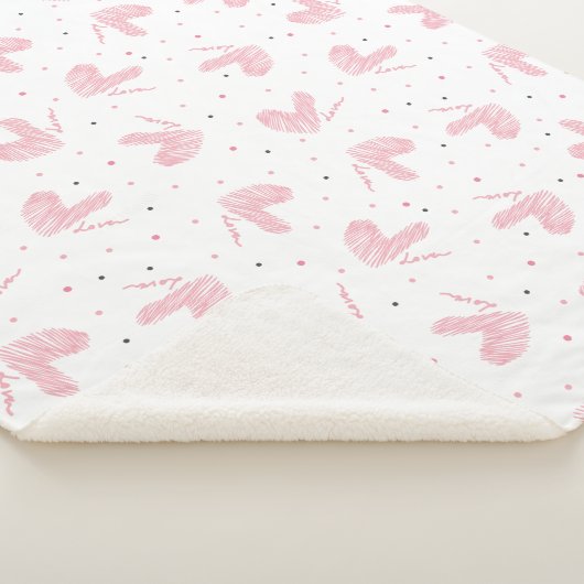 Hand getekend Schattige hart en liefde Sherpa Deken (3/4)