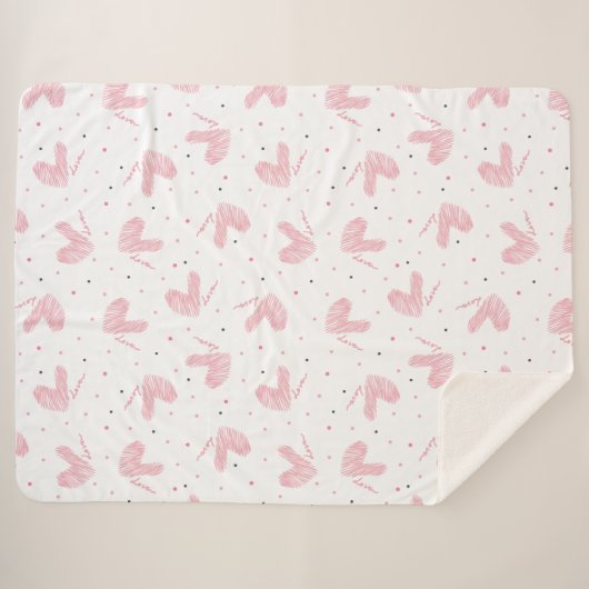 Hand getekend Schattige hart en liefde Sherpa Deken (Voorkant (horizontaal))