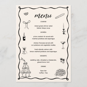 Hand getekend zwart dat is Amore Vrijgezellenfeest Menu