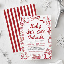 Hand Getekende Baby Het Is Koud Buiten Baby Shower