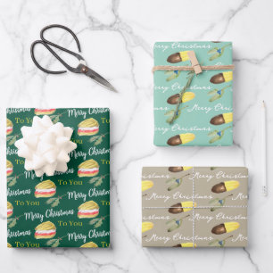 Hand Getekende Biscuit Koekje Kerst Inpakpapier Vel