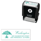 Hand-getekende boom familienaam script retouradres zelfinktende stempel (In situ)