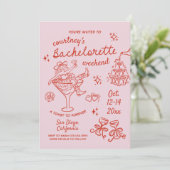 Hand Getekende Cowgirl Bachelorette Weekend Kaart (Staand voorkant)