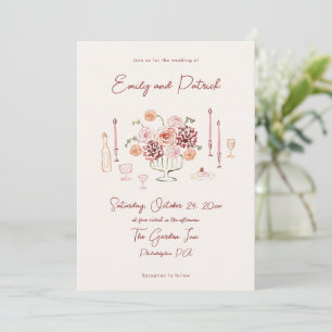 Hand getekende Funky Whimsical Wedding Kaart