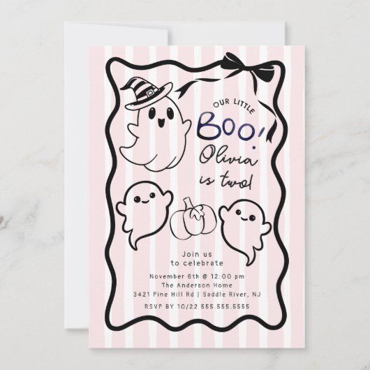 Hand getekende geest verjaardagsfeestje uitnodigin kaart (Voorkant)