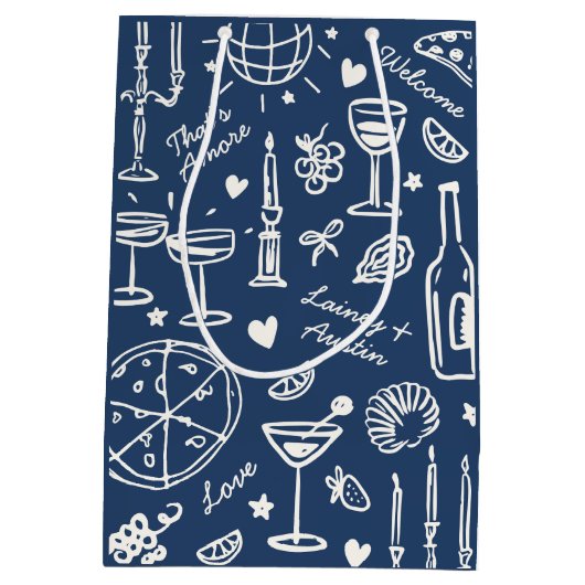 Hand-getekende geïllustreerde bruiloft welkom cade medium cadeauzakje (Achterkant)