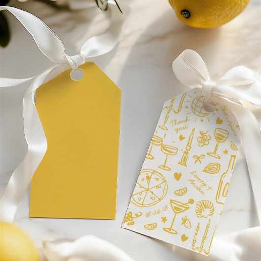 Hand-getekende geïllustreerde bruiloft welkom cadeaulabel